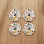 Blue Floral Coaster (Round) 4PK