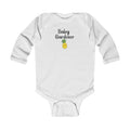 White baby onesie with 'Baby Gardener' and a pineapple graphic on a white background