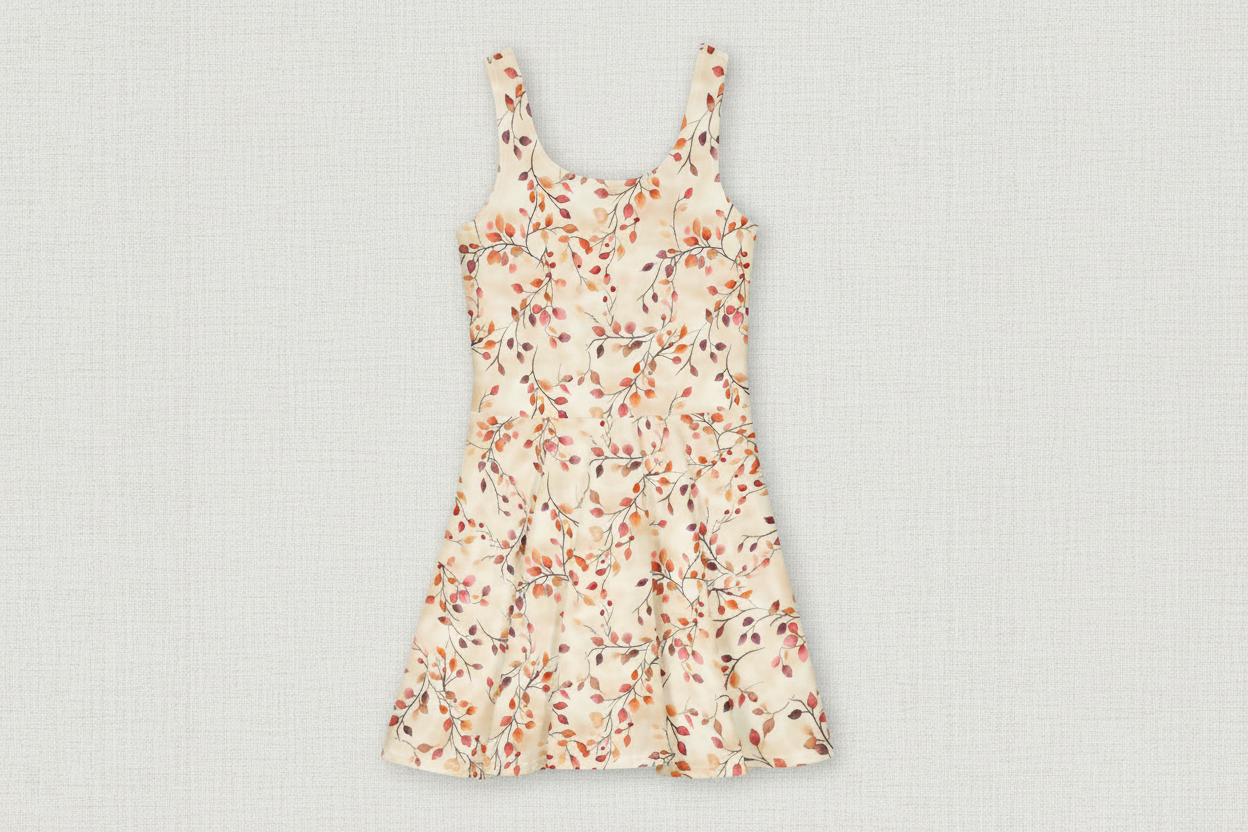 Floral patterned dress on a white background