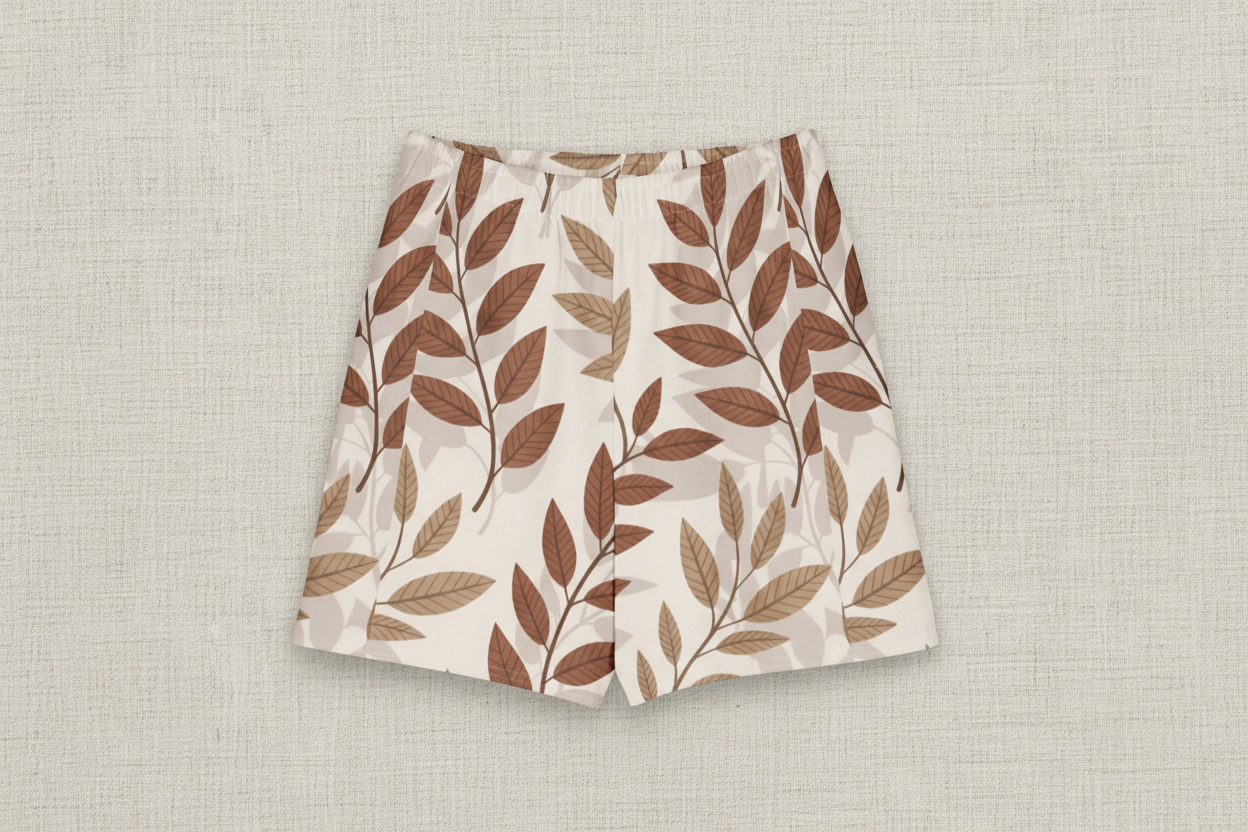 Skirt with leaf pattern on a textured beige background