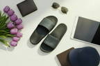 Black slides with white pattern on a white background