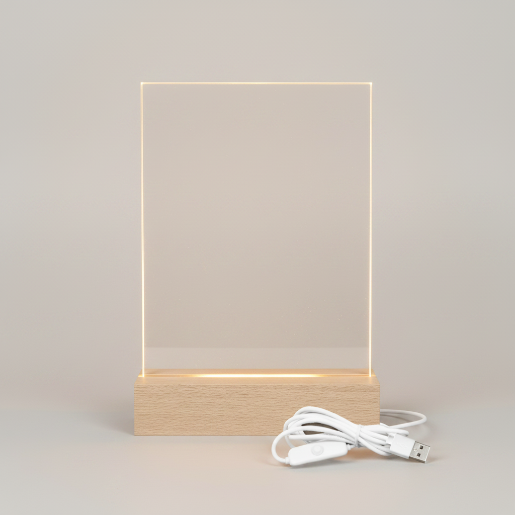 Wooden block with a white cable on a white background