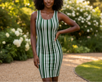 Green Striped Body Dress
