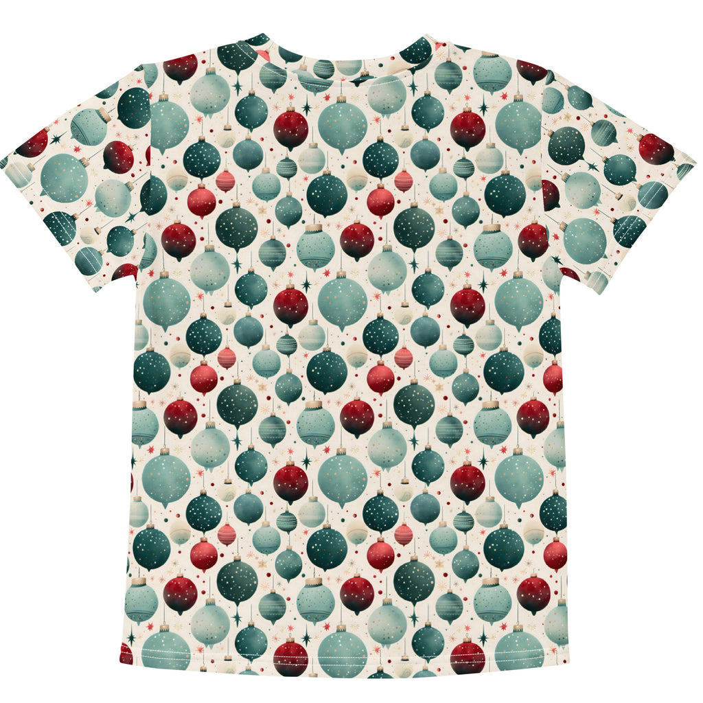 T-shirt with a pattern of colorful balloons on a white background