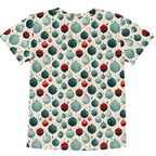 T-shirt with a pattern of colorful balloons on a white background