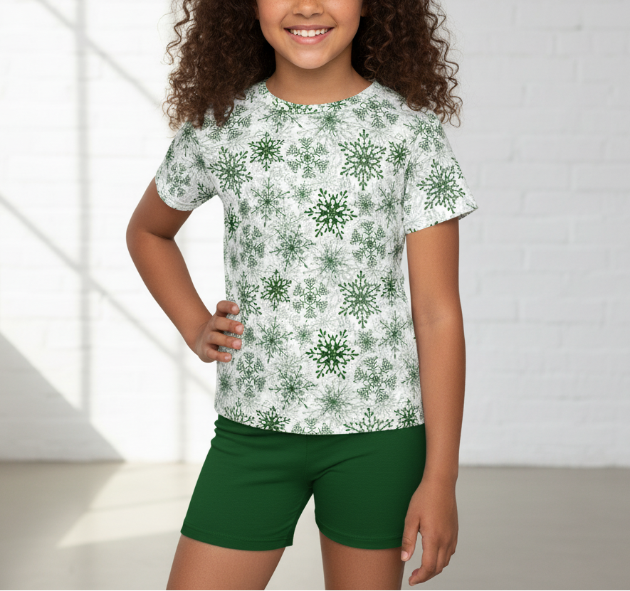 Green Snowflake pajama top