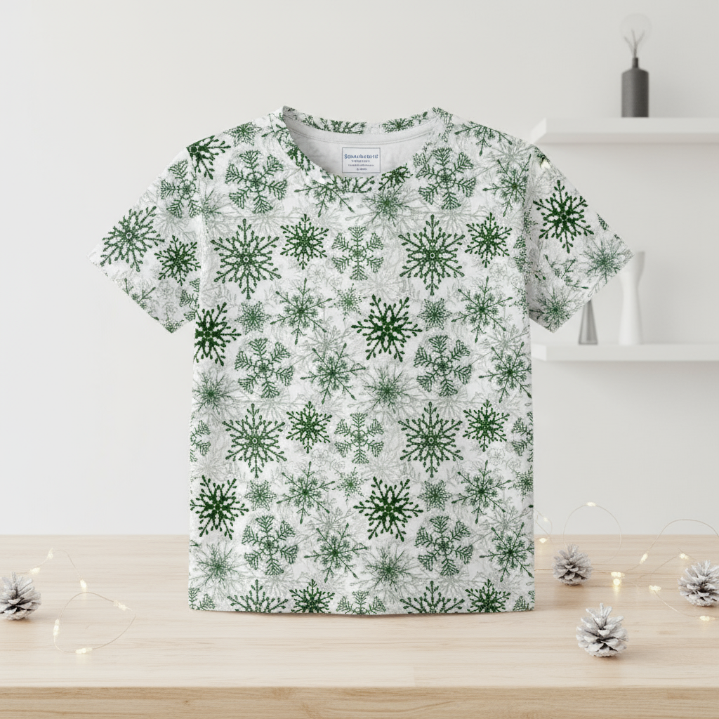Green Snowflake pajama top
