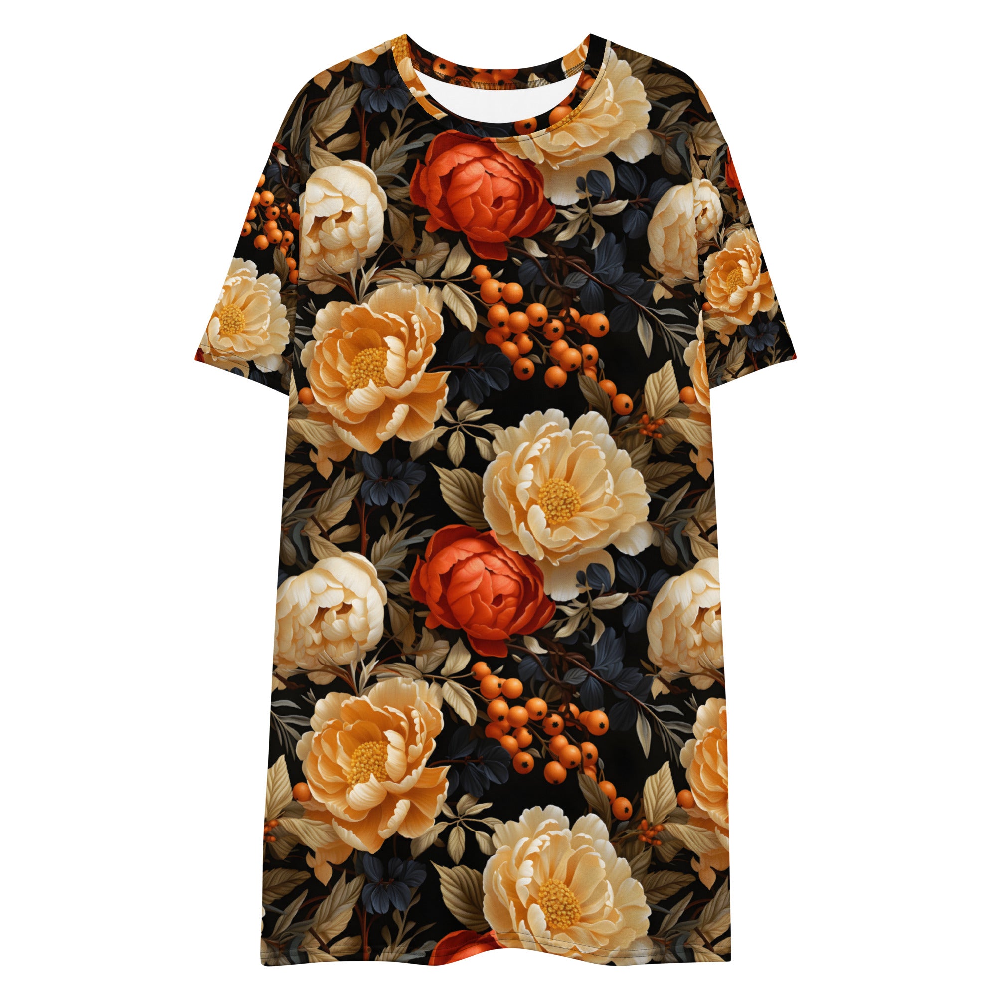 Olive Floral T-shirt dress