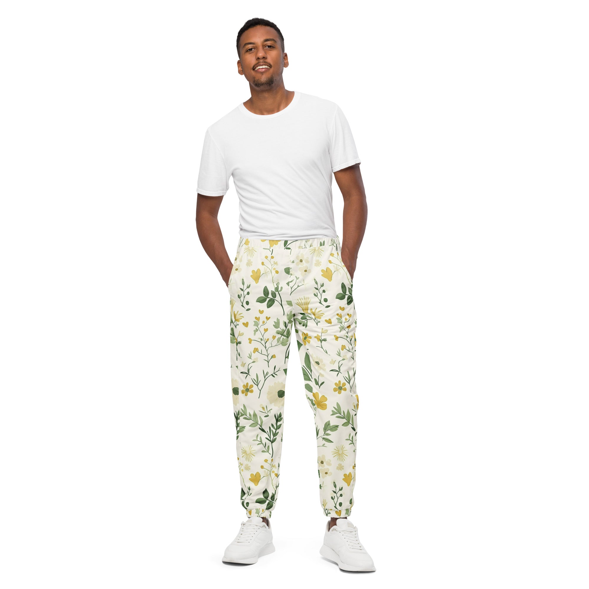 White Floral track pants