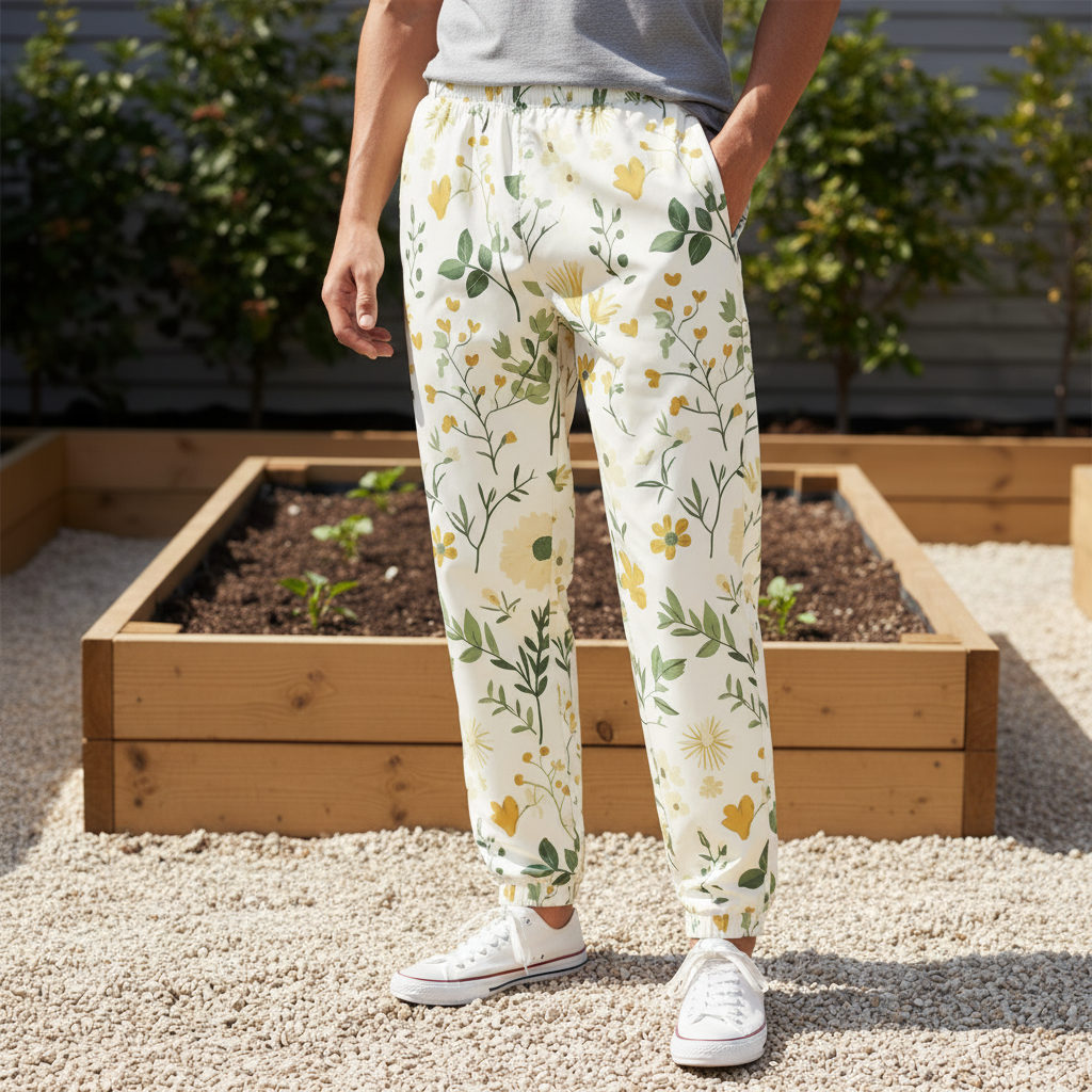 White Floral track pants