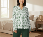 Green Snowflake Women’s long sleeve pajama top