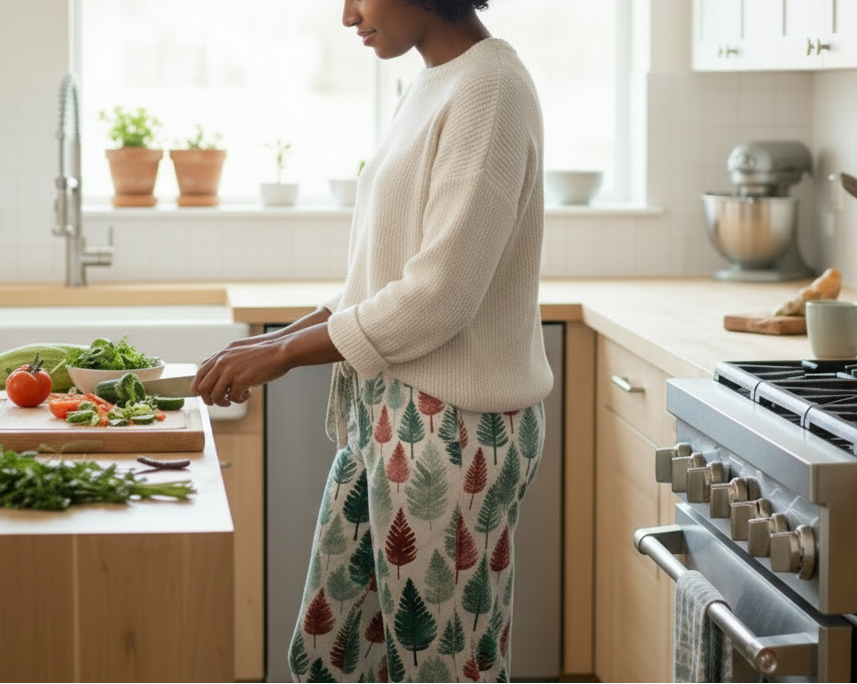 Person preparing food in a kitchen with a focus on vegetables.