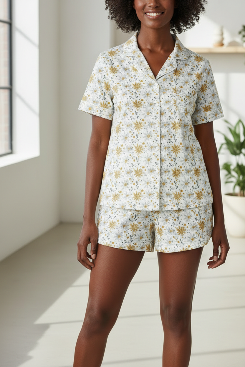 Yellow Floral Women’s pajama shorts