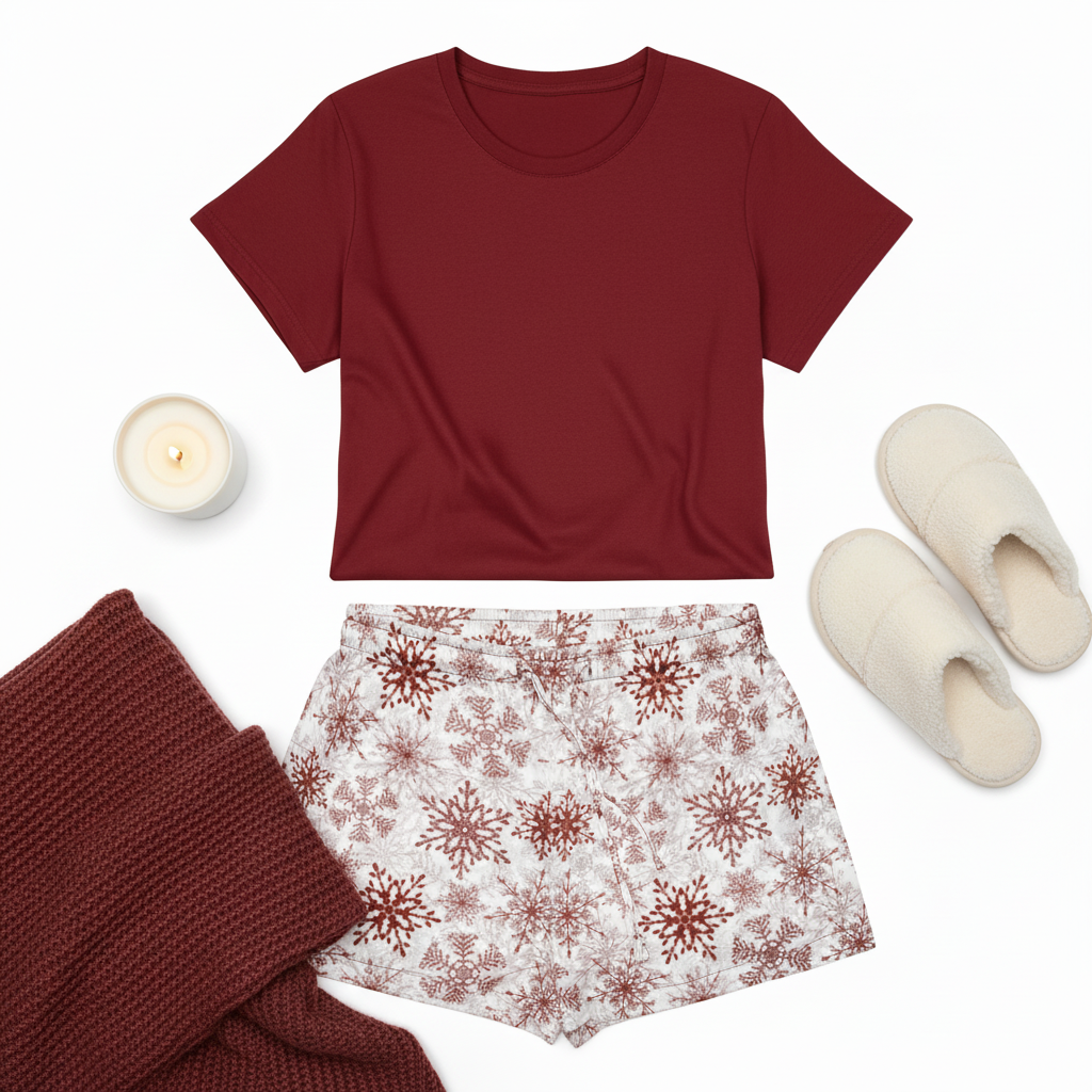 Red Snowflake Women’s pajama shorts