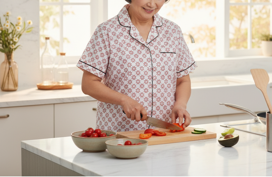 Women’s Red Floral short sleeve pajama top