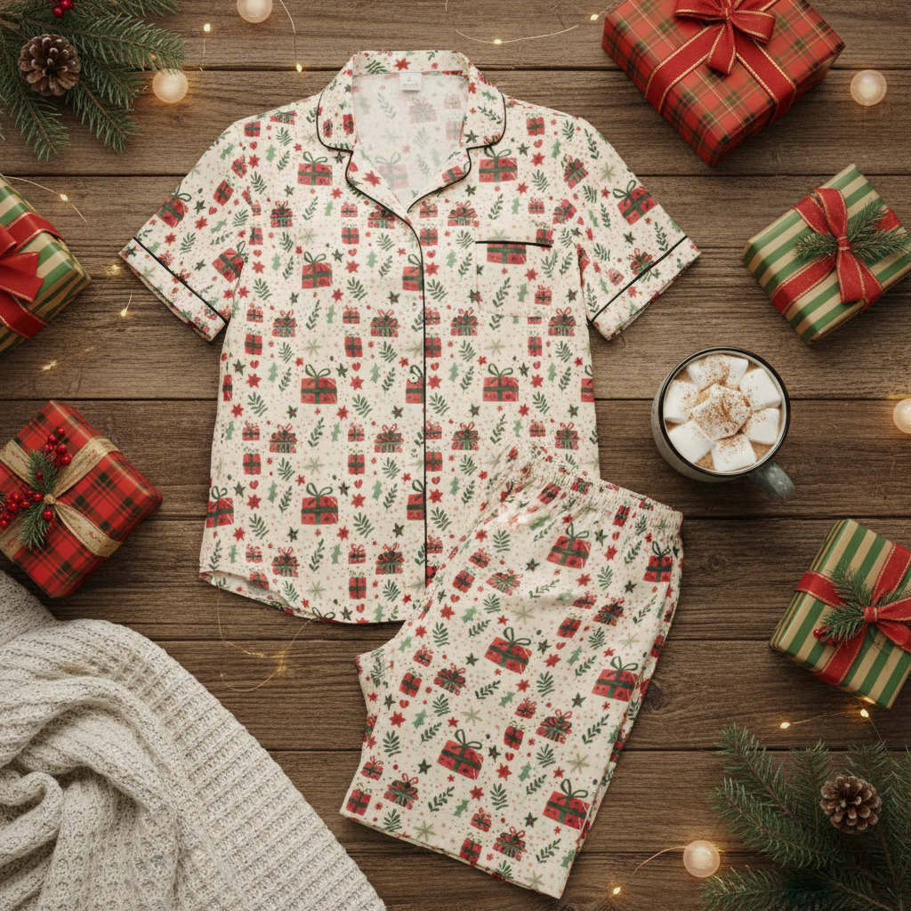 Christmas Presents women’s short sleeve pajama top