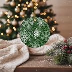 Dark Green Snowflakes Ceramic ornament