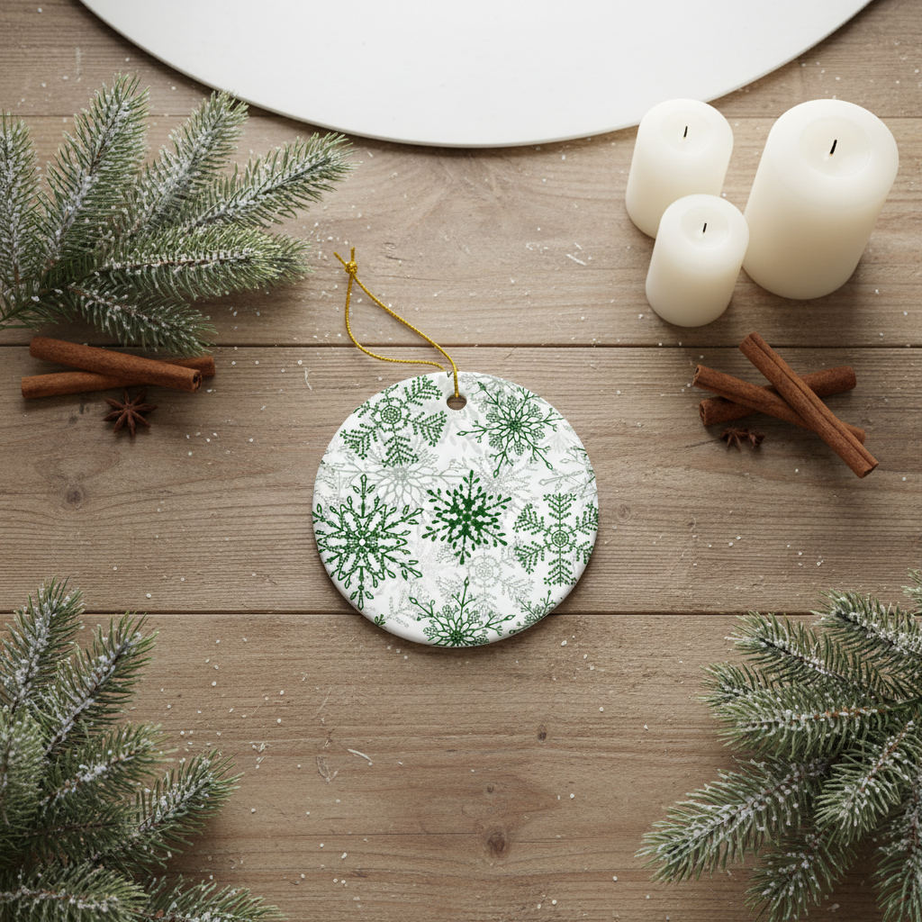 Green Snowflake Ceramic ornament