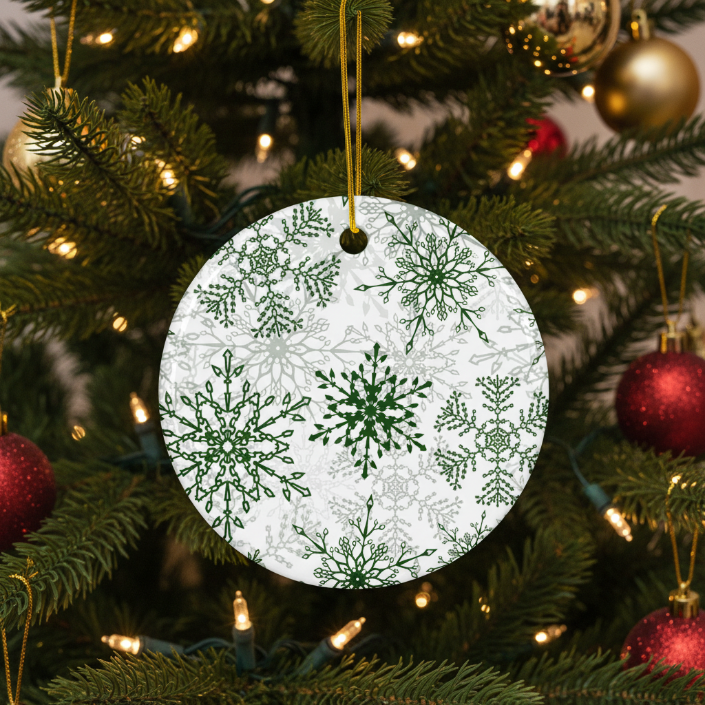 Green Snowflake Ceramic ornament