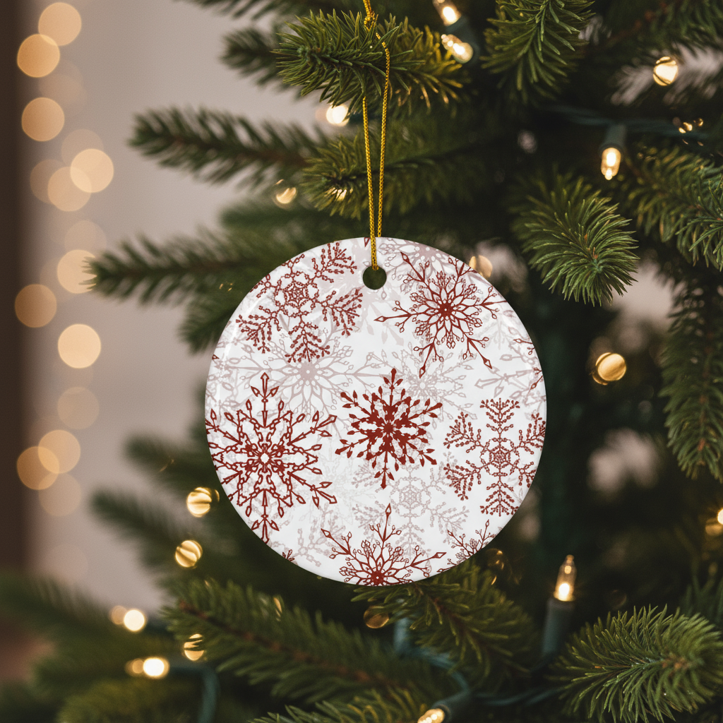 Red Snowflake Ceramic ornament