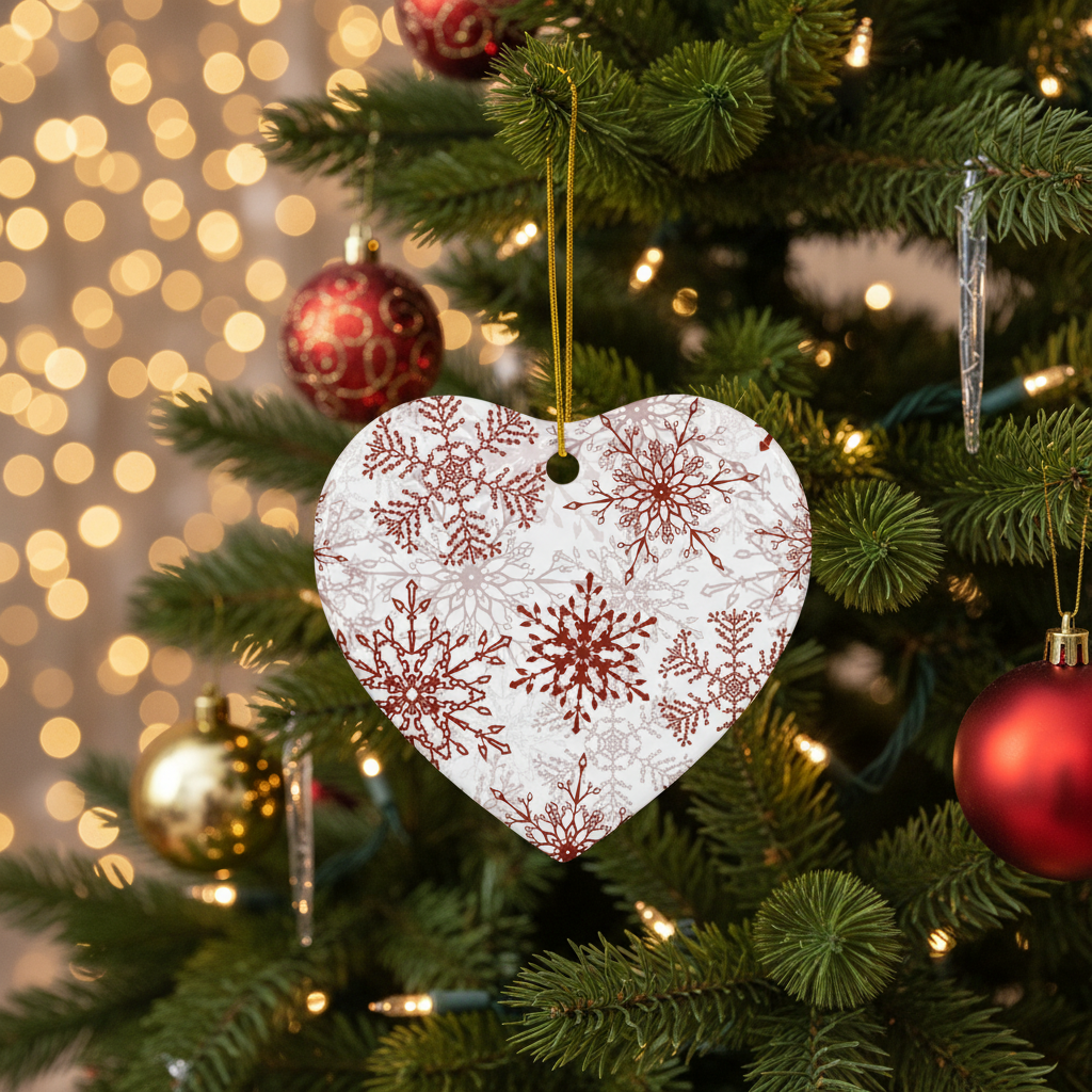 Red Snowflake Ceramic ornament