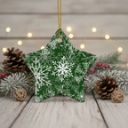 Dark Green Snowflakes Ceramic ornament