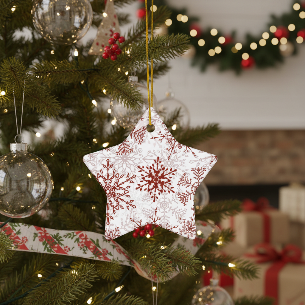Red Snowflake Ceramic ornament