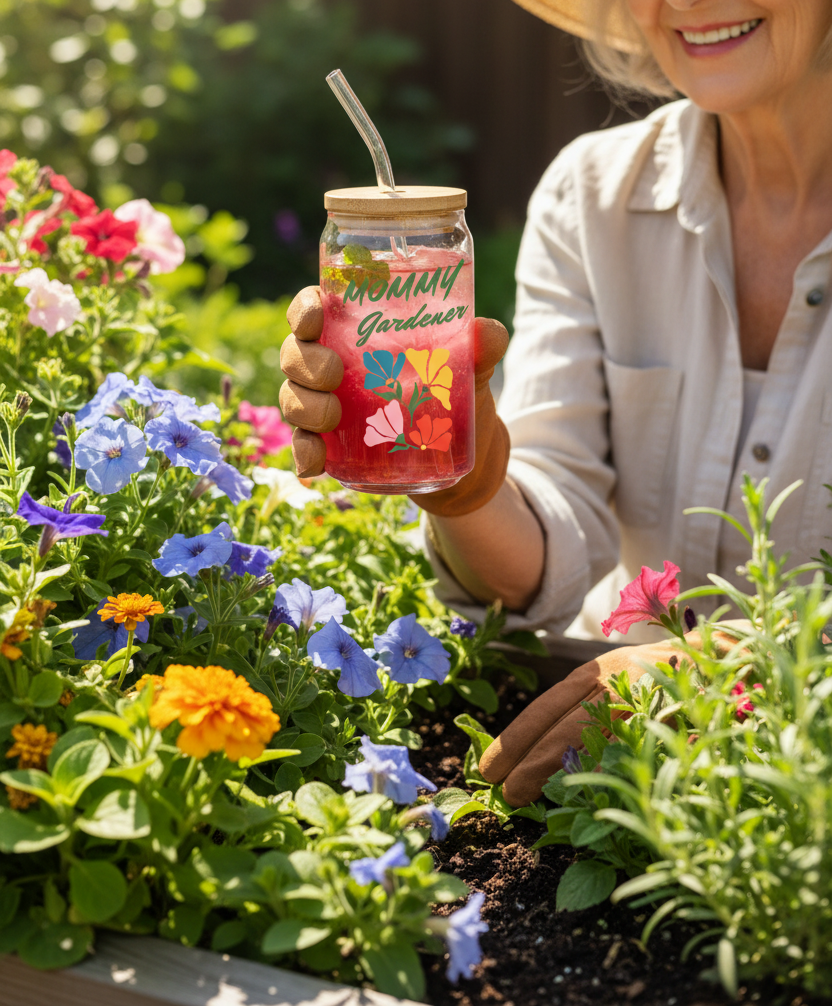 Mommy Gardener Glass Can 16oz