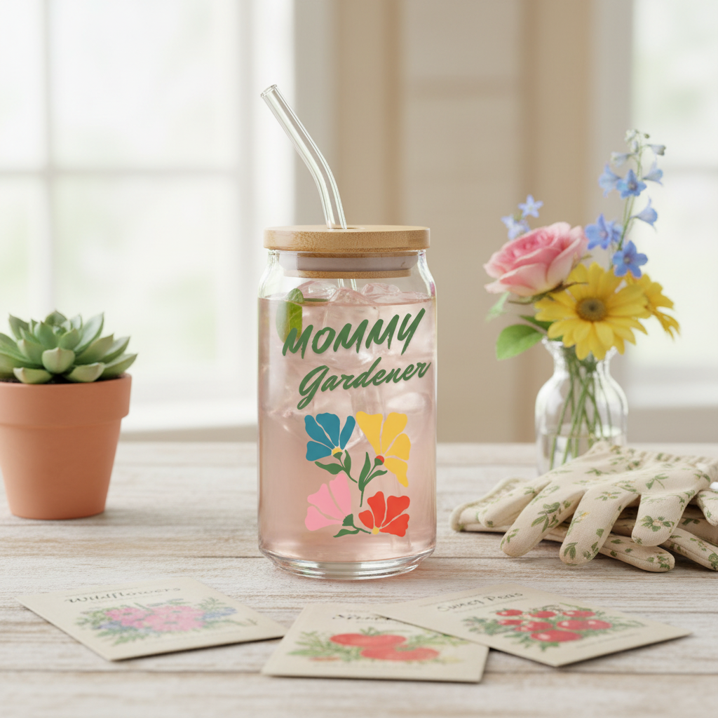 Mommy Gardener Glass Can 16oz