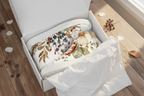 Floral-patterned pillowcase with a white background