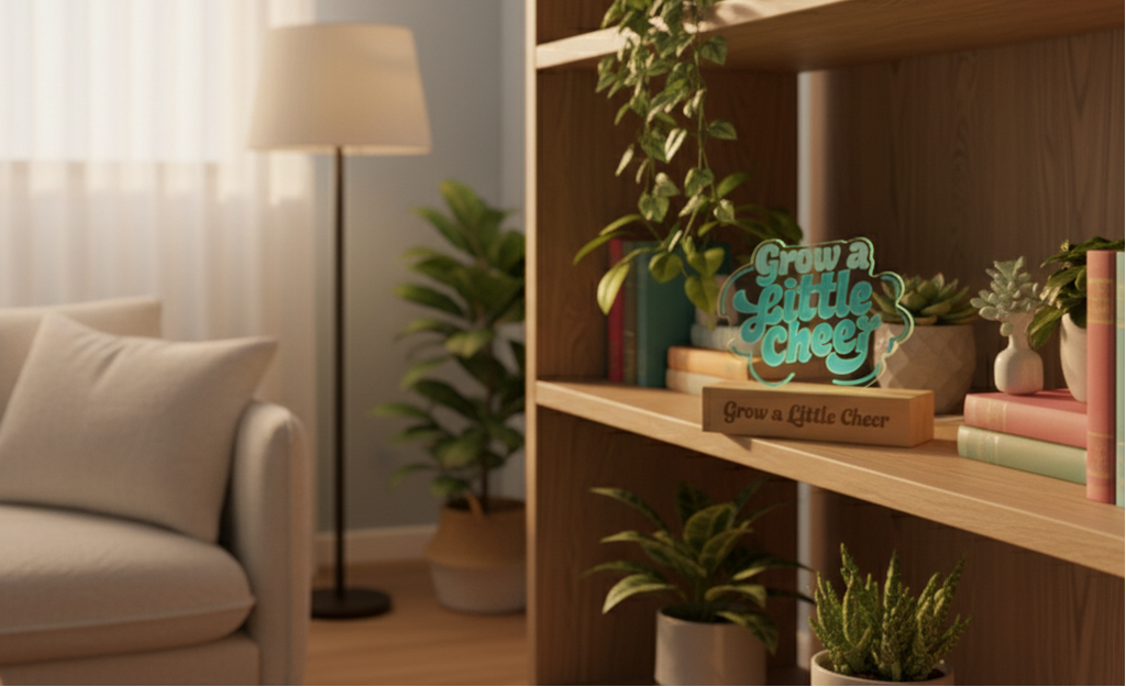 Grow a Little Cheer plant design Night Light | custom shape nightlight
