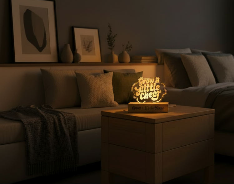 Grow a Little Cheer plant design Night Light | custom shape nightlight