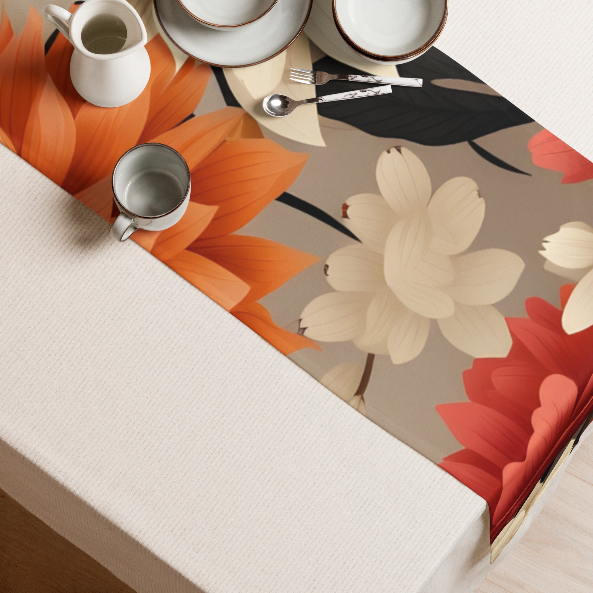 Orange Floral Table runner